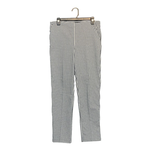 Massimo Fabbro Pants - Massimo Fabbro Italy Gingham Pants Womens 8 Navy Slim Stretch Pull On